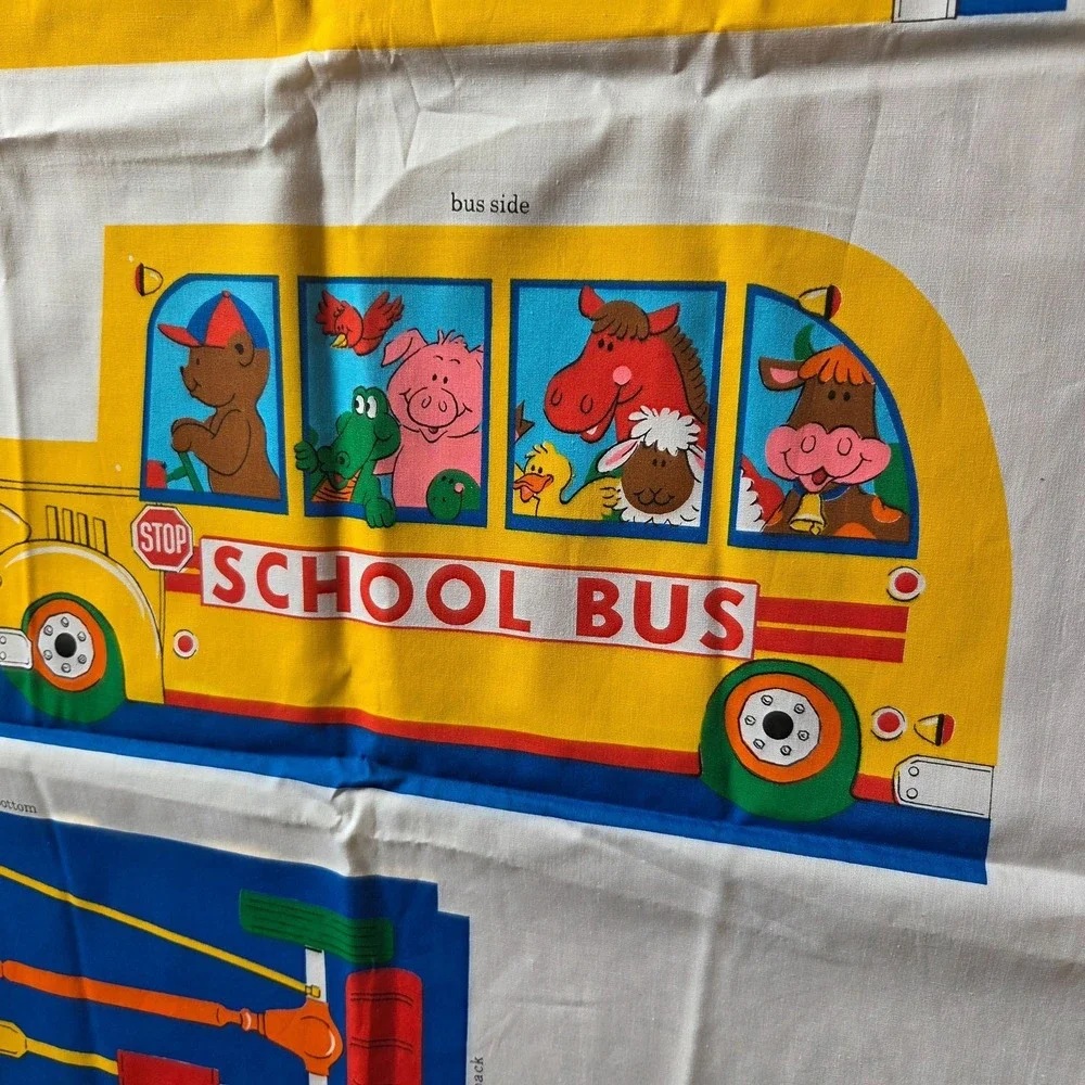 VIP Cranston Fabric Panel YELLOW SCHOOL BUS Teachers Pet Express 15 inch Uncut